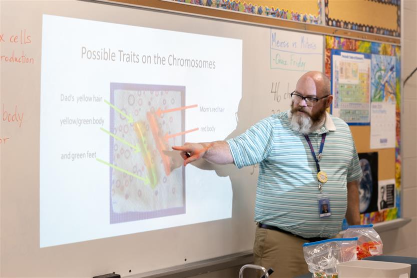 Middle school students in science class